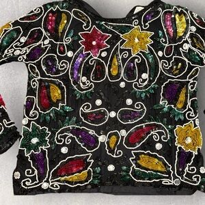 Vintage beaded silk top